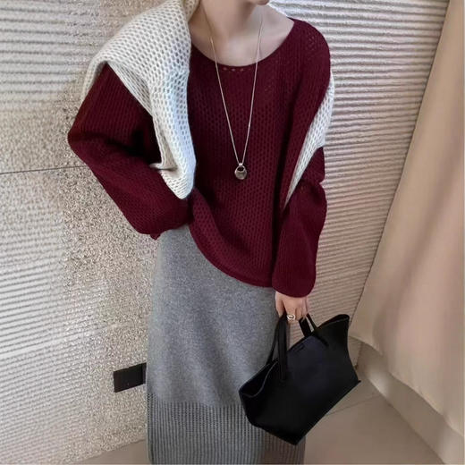 2025秋装新款蜜熊绒镂空慵懒风宽松薄款上衣长袖毛衣外套！ 商品图2