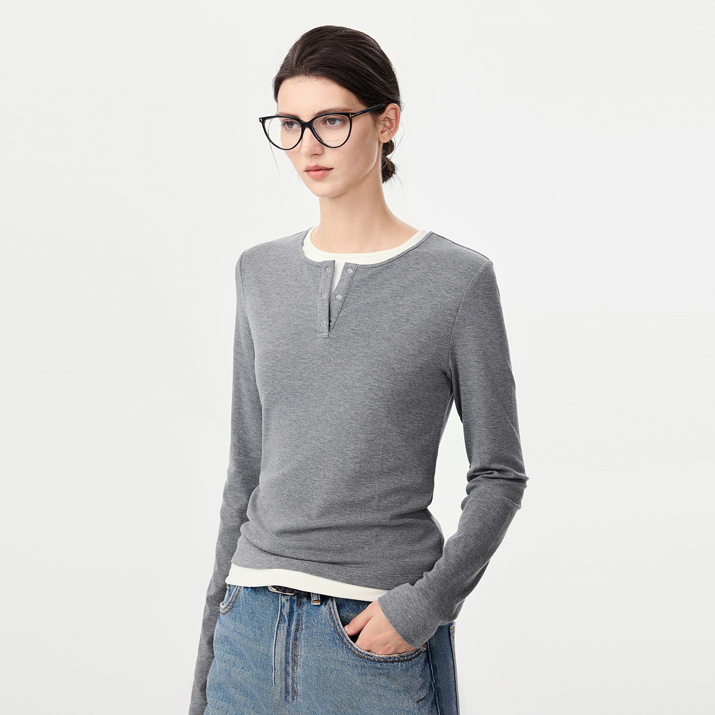 棉仓366601029-亨利假两件T恤