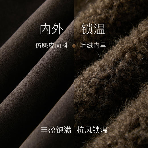 三彩2025冬季新款仿麂皮环保皮草毛毛外套立领中长两面穿宽松M 商品图3