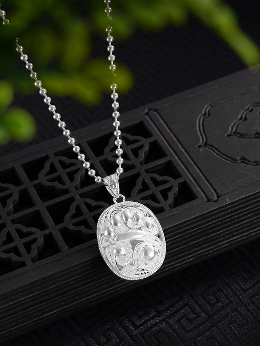 子佩集S990银【熊猫佩佩】情侣套链项链【DSDZ004】原创作品花丝珐琅彩双面吊坠2509 商品图6