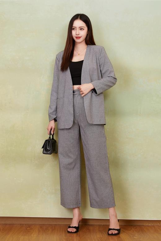 ESTELLICA 极简老钱风黑白细格西装长裤套装 21150 商品图2