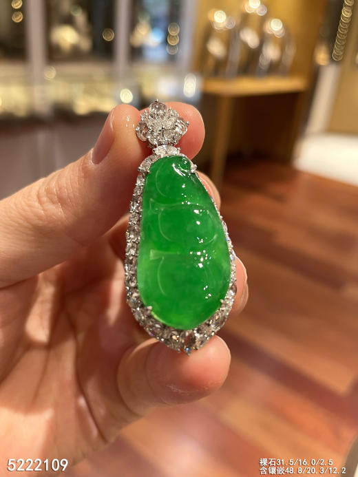 老坑高冰种艳绿富贵豆吊坠【5222109】具体价格微信咨询 商品图1