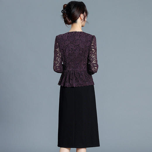 QYM 65097-Y时尚气质连衣裙网纱木耳边蕾丝拼结个两件包臀裙 商品图2