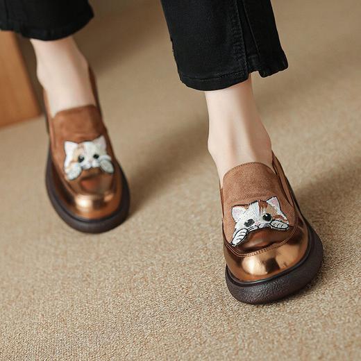 【预售5天】真皮厚底乐福鞋，英伦风小皮鞋一脚蹬单鞋HCYYHD&5841 商品图4