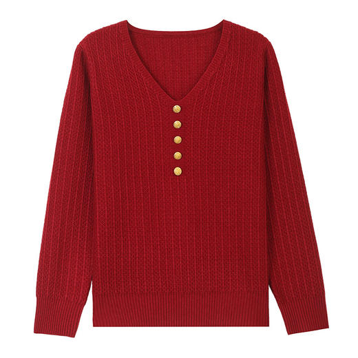 CC女士早秋v领针织衫长袖上衣洋气妈妈秋装2025新款春秋打底衫毛衣 商品图4