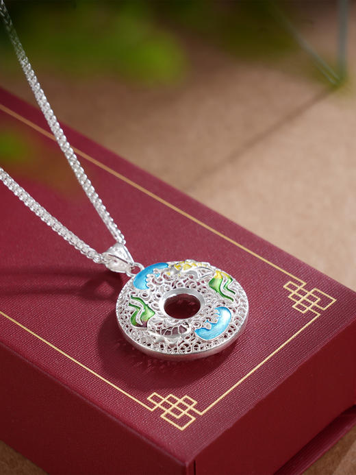 子佩集S990银【戏鱼】套链【MXDZ011】花丝平安扣圆圈项链2509 商品图2