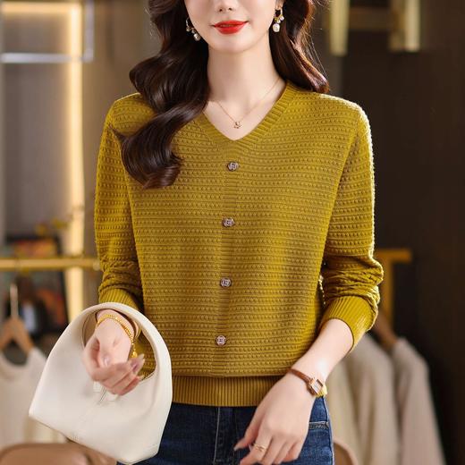 CCV领镶钻扣针织衫女秋冬内搭修身款气质女神范短款套头打底毛衣潮 商品图3