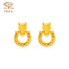 流光碎碎冰黄金马蹄耳钉 5G马蹄铁足金耳环耳饰送女友 商品缩略图0