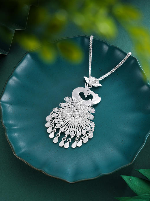 子佩集S990银【灵羽摇华】花丝孔雀套链（小号）【YXYLDZ045】项链珐琅彩2509 商品图8