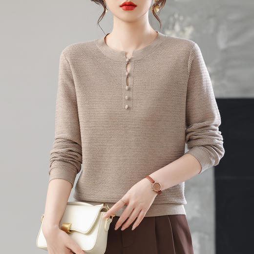 CC纯色羊毛针织上衣洋气秋装2025新款女装早秋薄款毛衣打底衫 商品图1