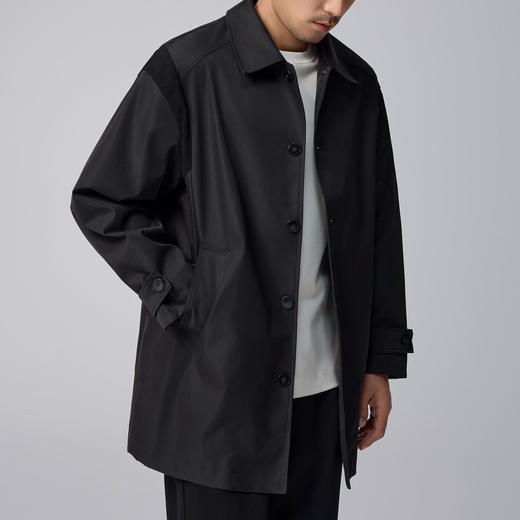 墨麦客男装高密梭织休闲翻领风衣男士秋季新款宽松拼接外套男 商品图0