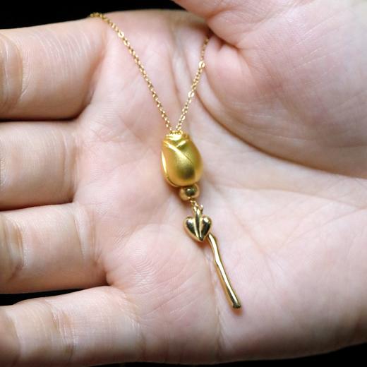黄金玫瑰花项链！纯金999！0.8g！ 商品图10