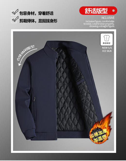 行政夹克男加厚加棉保暖2025冬季中老年爸爸装立领高端外套加大码 商品图2