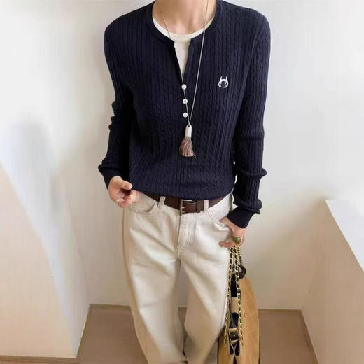 2025春秋假两件套麻花刺绣长袖韩版秋装新款长袖气质休闲女装！ 商品图1