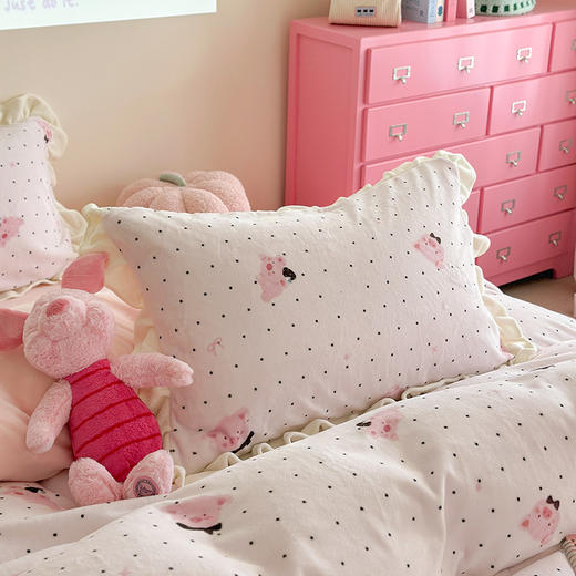 【秋冬新品】高克重保暖花边牛奶绒卡通四件套 商品图6