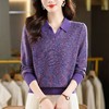 CC复古风翻领彩纱针织衫女2025年 秋季时尚显瘦百搭长袖通勤上衣女 商品缩略图3