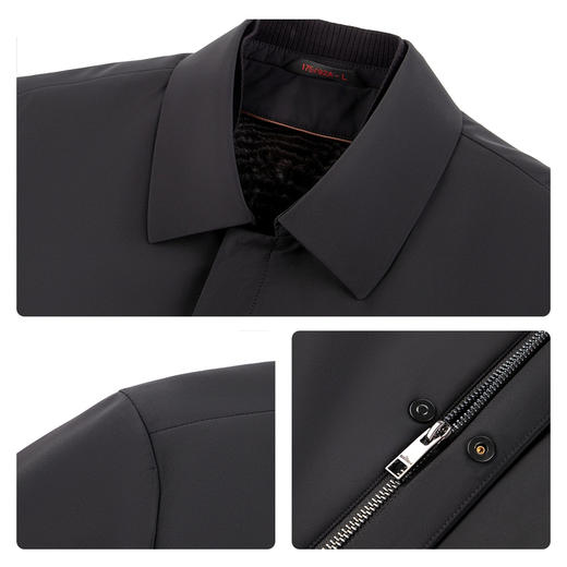 【尼克服/可脱卸兔毛内胆】柒牌双层领尼克服鹅绒填充保暖外套男129J70720 商品图3