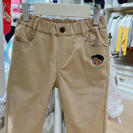 2025春秋新款新款小熊儿童卡通刺绣韩版休闲直筒梭织长裤男童女童裤子 商品图2