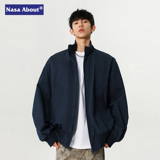 NASA高街短款潮流立领飞行夹克男春秋新款美式复古痞帅百搭棒球服 商品图0