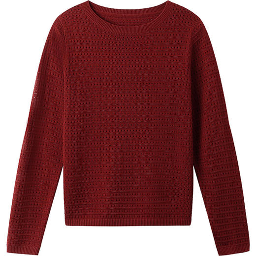 CC早秋薄款针织衫长袖镂空上衣秋装2025新款女装圆领宽松打底衫毛衣 商品图4