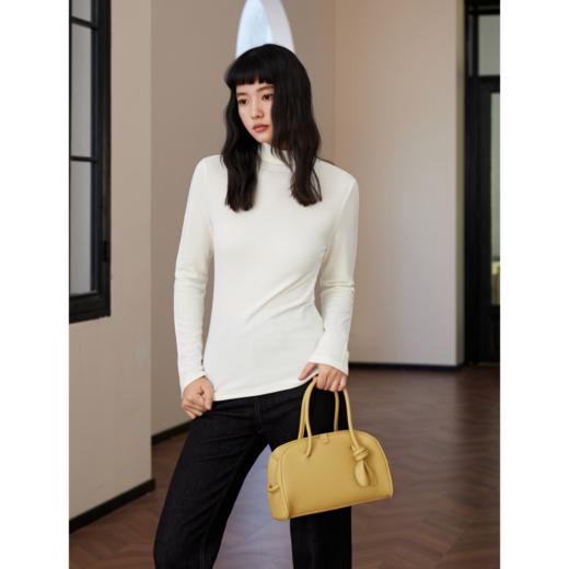 SPLELED  多巴胺自发热桑蚕丝莱赛尔打底衫 半高领/高龄两款可选 自发热黑科技 高弹面料舒适包裹皮肤，无压迫感，秋冬搭配舒适有型 百搭显瘦 商品图6