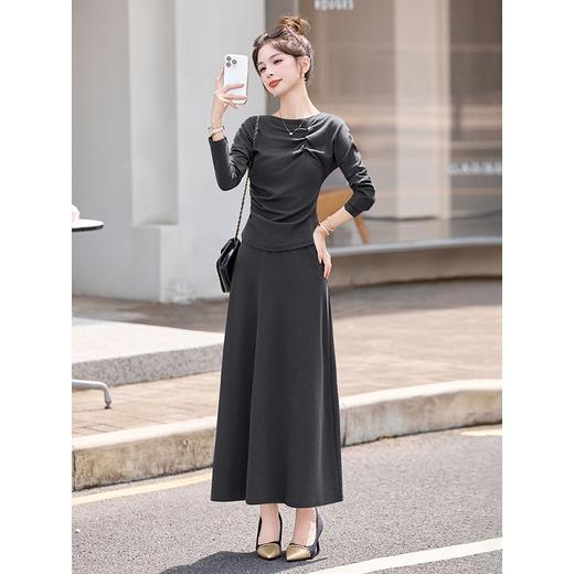 轻熟优雅风针织套装，松弛感穿搭长袖上衣长裙两件套HR-SNX3186 商品图1