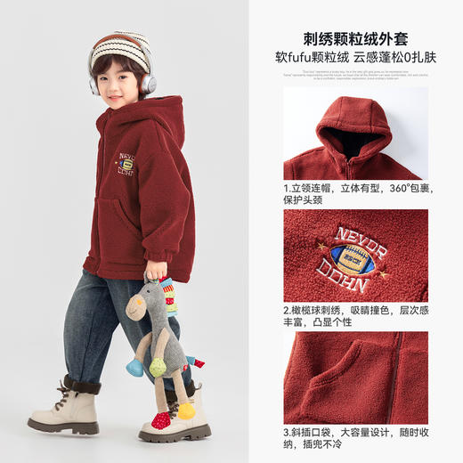 【件件底价，童装双倍积分】多多家男童棉服颗粒绒外套2025秋冬季新款儿童棉袄冬装男孩刺绣潮11244 商品图2