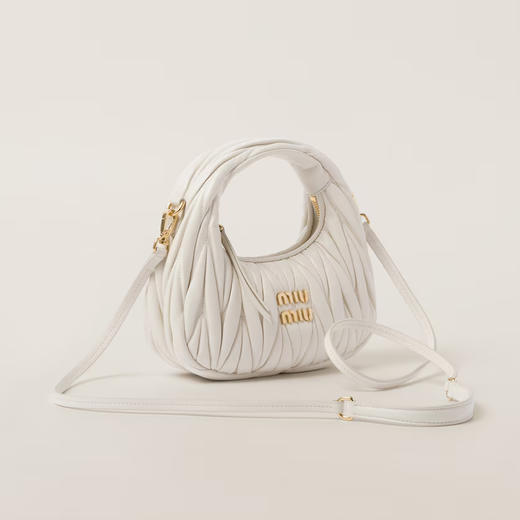 Miu Miu 女士 Wander 马特拉塞凸纹纳帕皮流浪汉迷你提挎包 米白色 5BP078 AN88 F0009 VOOO 商品图1