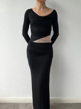 SIJIA｜AW2541 黑色针织双层半裙