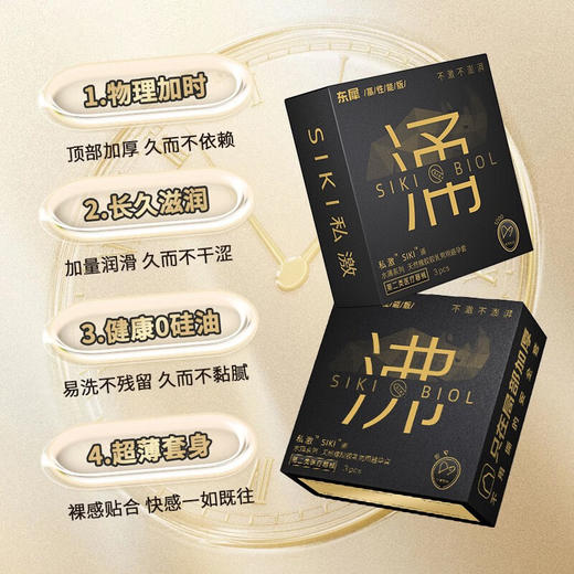 SIKI私激避孕套物理加时顶端加厚热感火水套套玻尿酸003超薄安全套6只 商品图1