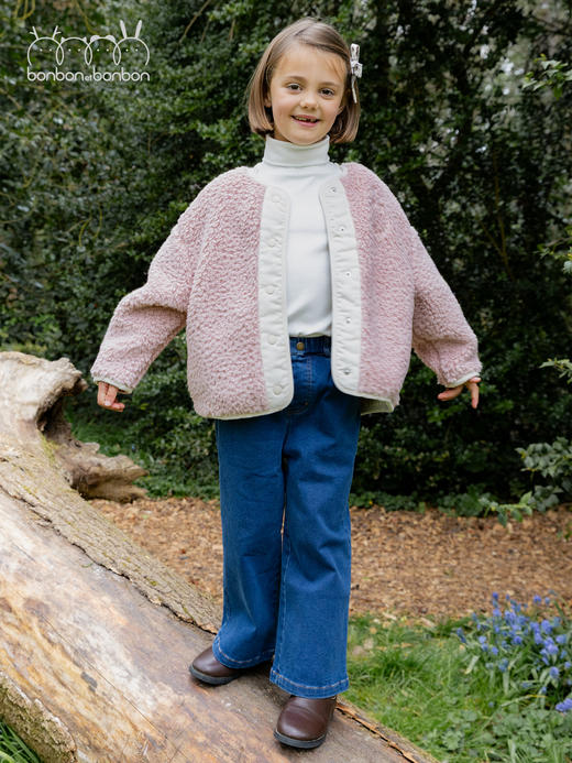 温暖粉色羊羔毛外套 商品图3