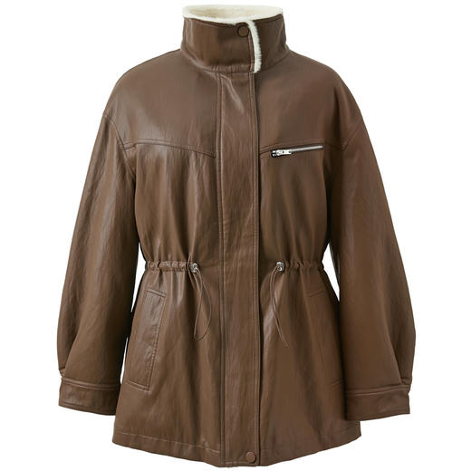 三彩2025冬季新款环保皮草仿皮草立领宽松毛毛外套摩登M 商品图4