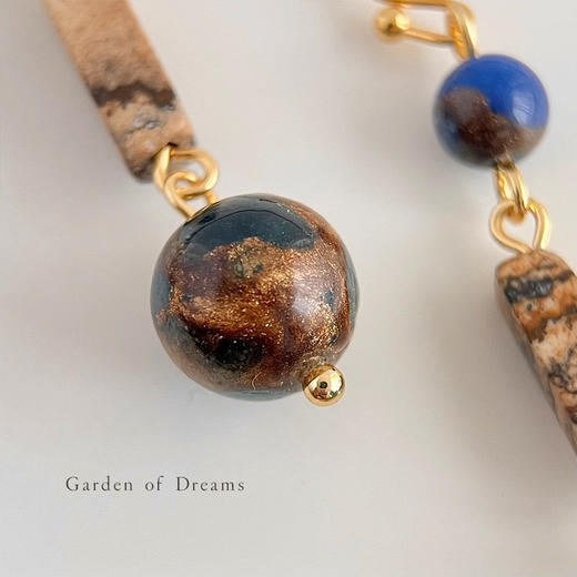 【浣溪沙·虎眼石耳环】敦煌小众国风原创手作天然石 蓝色耳环文艺复古新中式高级感耳饰品 商品图3