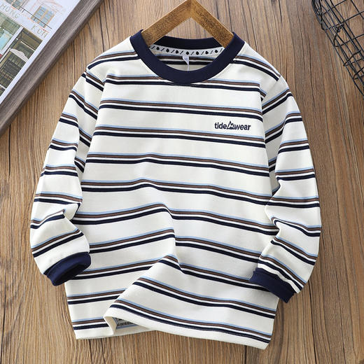 秋冬加厚条纹长T恤打底单穿110-170 商品图2