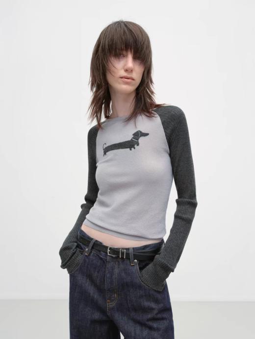 出逃赤岗西/25AWT180/撞色腊肠狗长袖T恤 商品图0