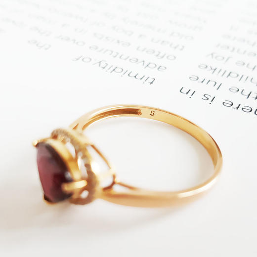 【天然正品】AU750玫瑰金镶钻镶天然三角型近1ct卢比莱碧玺戒指16号（戒圈可改）女士120925NJM03现售价：1880 商品图7