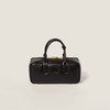 Miu Miu 女士亮漆金属字母徽标 Arcadie 大号皮革提挎包 黑色 5BB148 ACR3 F0002 VOON 商品缩略图0