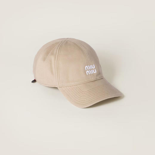 Miu Miu 女士字母徽标刺绣牛仔棒球帽 卡其色 5HC369 2CR1 F0D2X 商品图0