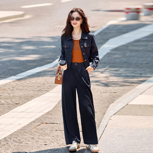 HR YKSL790时尚休闲三件套套装工装休闲外套背心长裤 商品图1