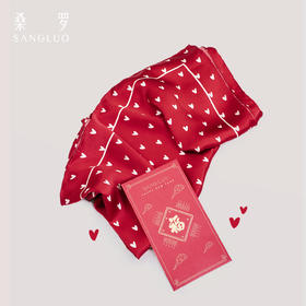 红运当头』桑罗爱心印花真丝丝巾100%桑蚕丝细腻丝滑多用头巾女士