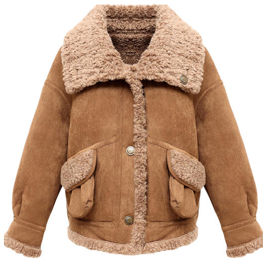 QYM 25XB526-Y可两面穿皮毛一体外套厚款毛绒宽松休闲上衣 商品图4