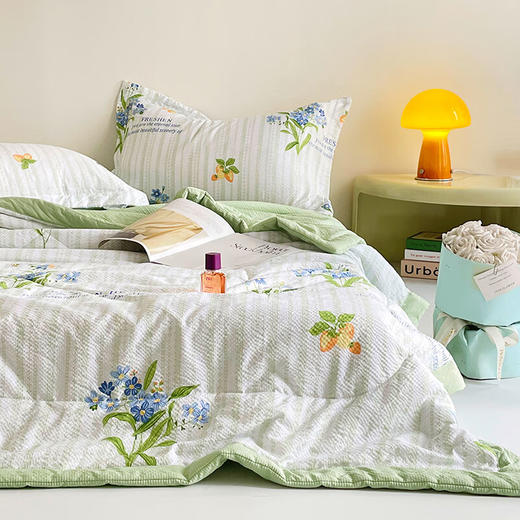 PLOVER啄木鸟(PLOVER)夏凉被-泡泡纱鲜豆被（200*230CM） 青青草原 200cm*230cm 商品图6