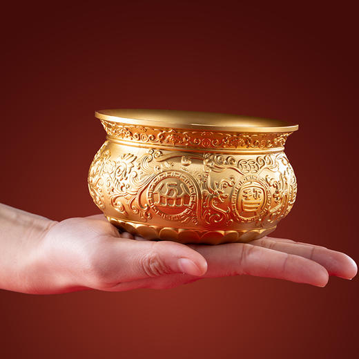 朱炳仁铜 金盆聚宝礼盒套装 桌面招财高档聚宝盆客厅摆件开业乔迁礼物 商品图4