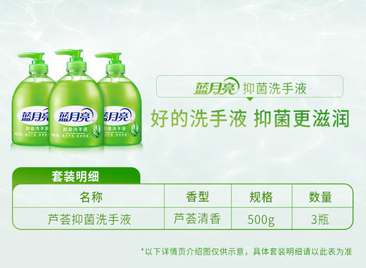 洗手液合集-整箱【品牌直发】消灭99%病菌 |蓝月亮芦荟滋润清爽洗手液500g瓶装  多规格可选 80000618、80000581 商品图2