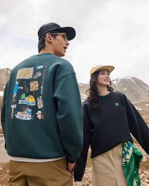 售完 THS-限时 可隆家 情侣款 圆领款插画师联名卡通印花卫衣 2色 QI142 商品图0