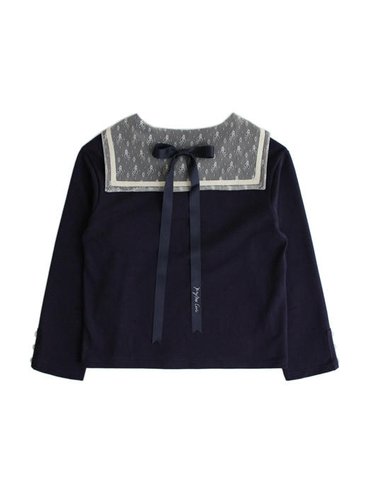 Kaiy Xiao 星星国航海系列 蕾丝海军领长袖T恤（包括蝴蝶结 商品图5