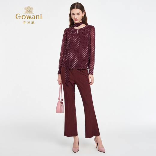 乔万尼2025秋新品复古波点通勤时尚宽松衬衫上衣ED3C220 商品图3