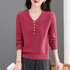 CC女士早秋v领针织衫长袖上衣洋气妈妈秋装2025新款春秋打底衫毛衣 商品缩略图1