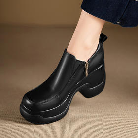 【预售5天】英伦风厚底小皮鞋女真皮松糕乐福鞋新款春秋季超高跟防水台单鞋MQE&G150--9