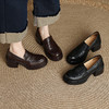 【预售5天】羊皮版~厚底高跟圆头乐福鞋女英伦一脚蹬通勤单鞋百搭粗跟小皮鞋XH&M9373 商品缩略图2